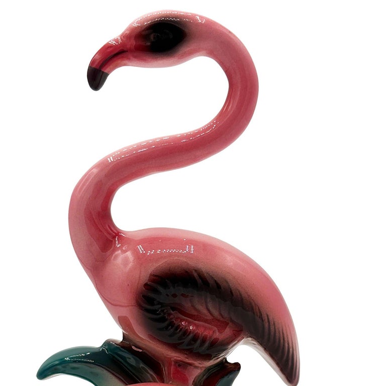 Mid-Century California Mother & Child Pink Flamingo Ceramic Tabletop Statue