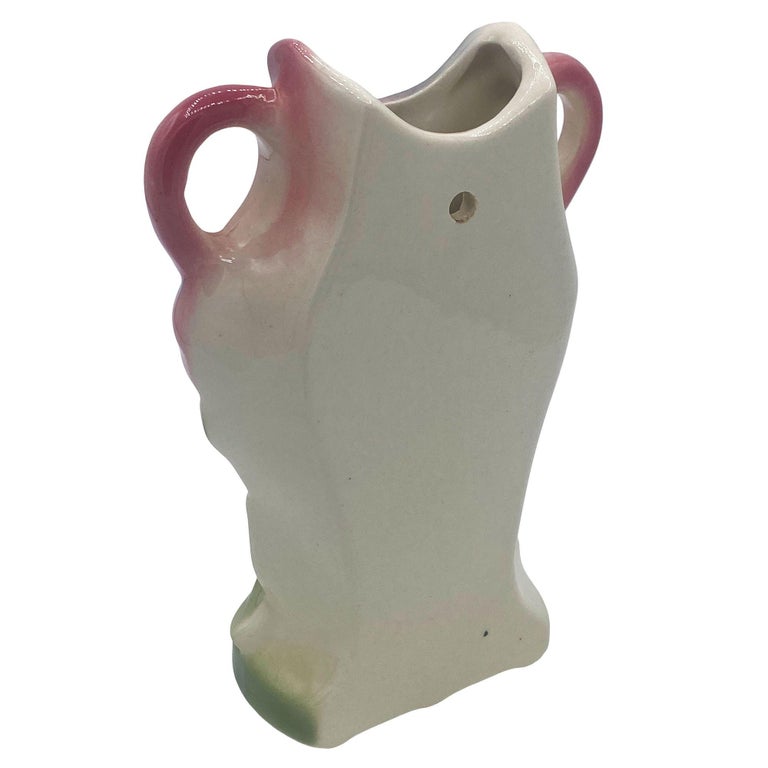 Rare Mid-century Ceramic California Pottery Tropical Flamingo Flower Wall Vase