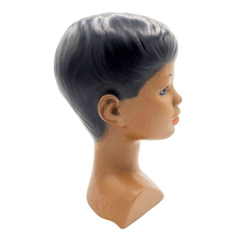 Mid-century Hawaiian Polynesian Boy Chalkware Bust Statue by Marwal
