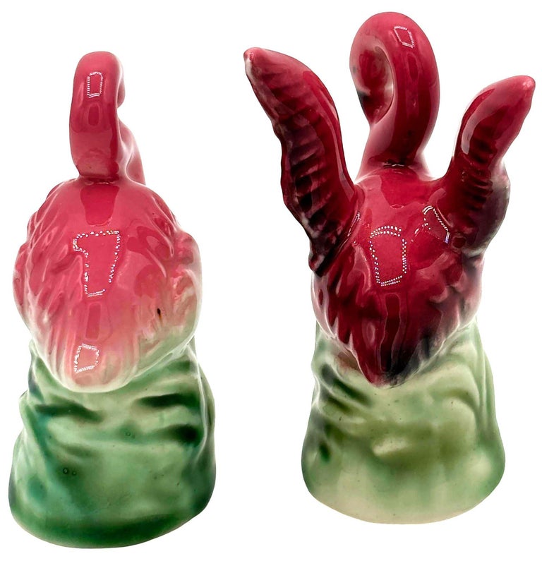Mid-Century Pink Flamingo Ceramic Salt & Pepper Shaker Set, Lefton's Japan