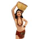 Mid-Century Hand Painted Hawaiian Hula Girl & Native Male Ceramic Statue Set