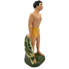 Mid-Century Hand Painted Native Surfer w/ Gold Machete Ceramic Sculpture