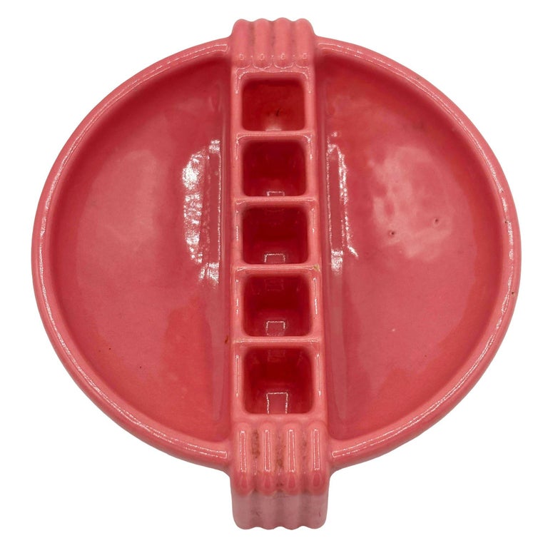 Streamline Art Deco Snuf A Rette Pink Ashtray by National Porcelain Co