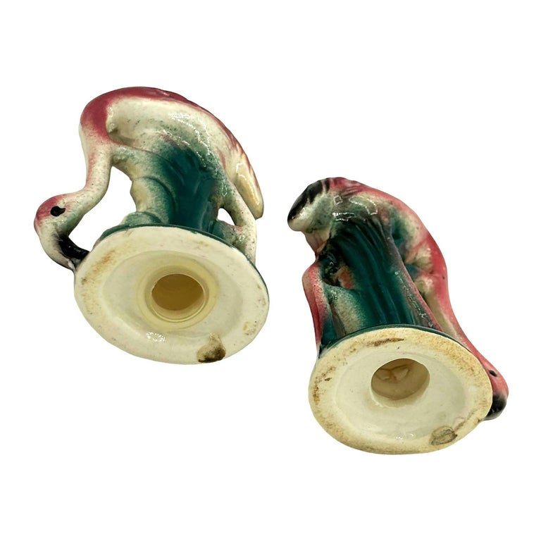 Mid-Century Pink Flamingo Ceramic Tabletop Matching Salt & Pepper Shaker Set