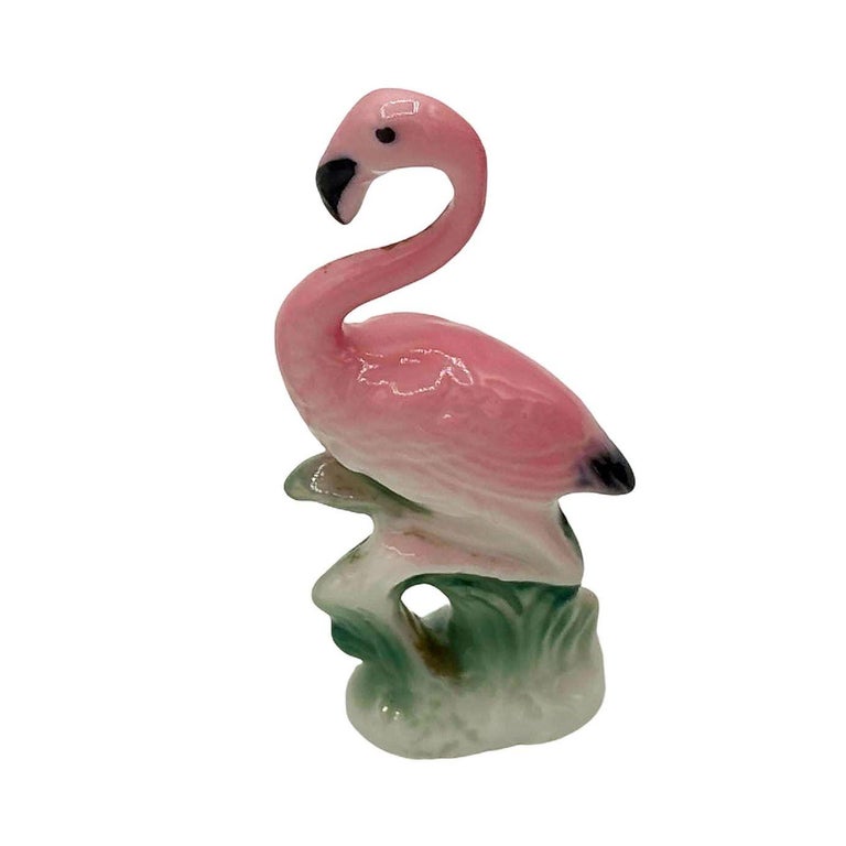 MCM Ceramic Miniature Pink Flamingo Tabletop Statue Set of 3