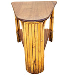 Restored MCM Rattan & Mahogany 7-strand Vertically Stacked Rattan Wedge Table