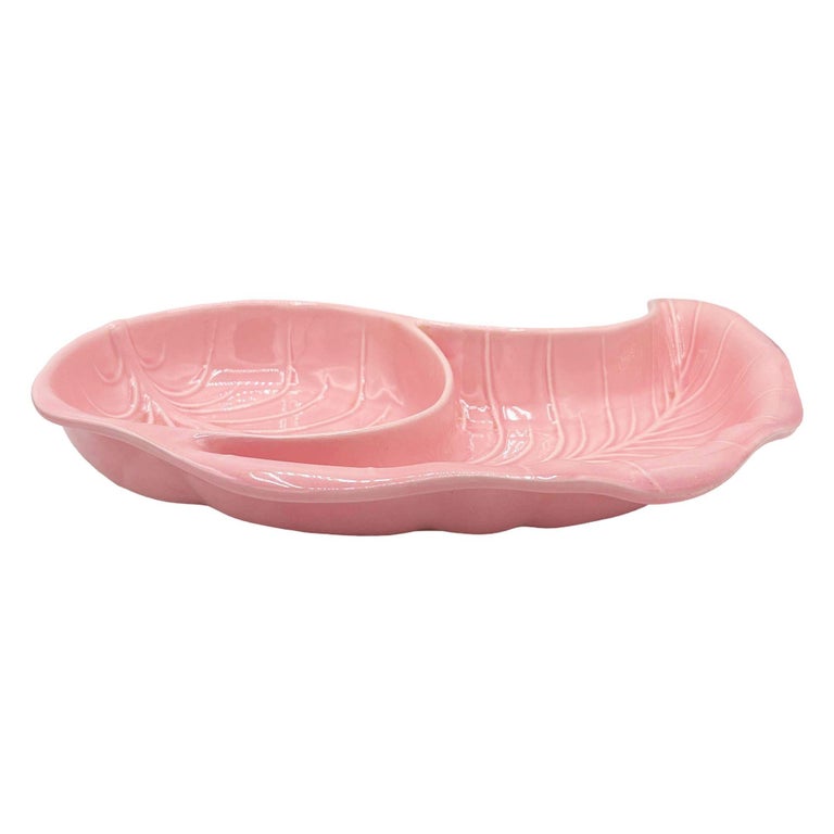 MCM California Pottery Chips & Dip Tray Pink Banana Leaf by Valley Vista