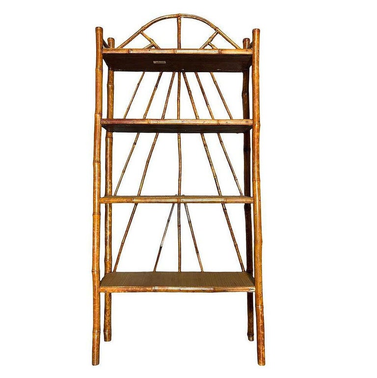 Late Victorian Aesthetic Movement Tiger Bamboo & Grass Matt Chippendale Shelf