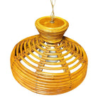 Restored Mid-century Hanging Rattan Ceiling Lamp Chandelier w/ Center Globe