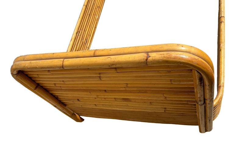 Restored Paul Frankl Style Stacked Rattan Bed Single Size Bed Frame, Kane Kraft
