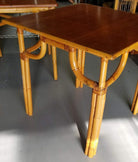 Restored Rattan Original Paul Frankl 4 Person 3-Strand Mahogany Dining Table
