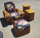 Restored Rattan 6 Strand Square Pretzel Lounge Chair Livingroom Set