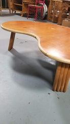 Restored Rattan and Mahogany Biomorphic Coffee Table