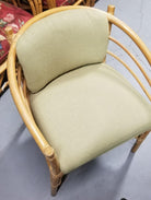 Restored Rattan Barrel Back Dining Chair Armchair W/ Skeleton Arms - Pair