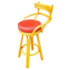 Restored Mid-century Rattan Stacked Bar Swivel Stools w/ Red Seat , Set of 4