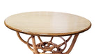 Restored Rattan Round Accent Coffee Table, Unique Size