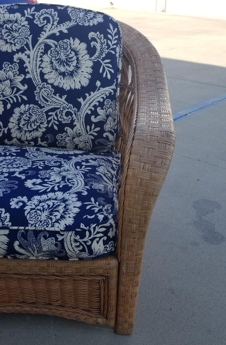 Restored Mid-century Rattan and Wicker Cobra Back Lounge Chair