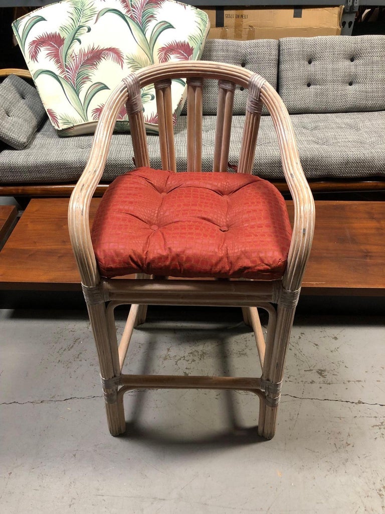 Restored Rattan Whitewash Counter Chairs