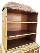 Restored Rare Art Deco Waterfall Rattan & Mahogany Dresser/Bookcase Hutch
