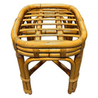 Restored Mid-century Rattan & Wicker Triple Arched Vanity Stool w/ Palm Fabric
