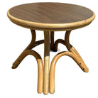 Restored Round Rattan Coffee Table w/ Arched Base
