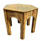 Restored Victorian Reed Stick Rattan Hexagon Arched Side Table