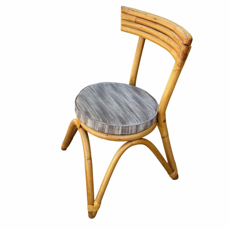 Restored Arched "Zig -Zag" Leg Rattan Dining Chair, Set of Four