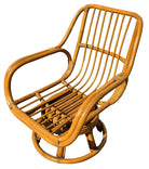 Restored Rattan Double-Strand Swivel Seat Lounge Chair