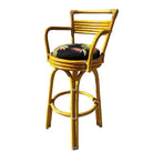 Restored 2-Strand Arch Base Rattan Bar Stools w/ Armrest, Set of 3