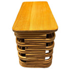 Restored Mid-century Stacked Rattan Side Drinks Table w/ Mahogany