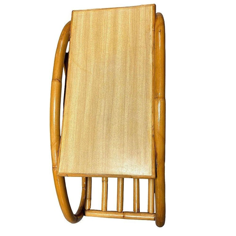 Restored Mid-century 3/4 Pretzel Rattan & Formica "Grasshopper" Side Table, Pair