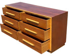 Restored Rattan and Mahogany Lowboy Dresser and Nightstand Set