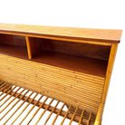 Restored Mid-century Queen Size 13-strand Stacked Rattan Bed Frame w/ Book Shelf