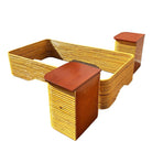 Restored Frankl Style Full Stacked Rattan Bed Frame w/ Night Stands Bedroom Set