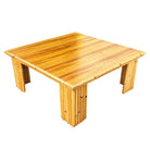 Restored Rattan & Koa Wood Square Coffee Table w/ Stacked Rattan Legs