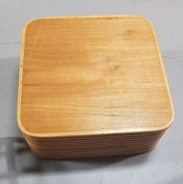 Restored Rattan Solid Stacked Coffee Table