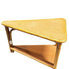 Restored MCM Rattan & Formica Skinny Arch 3-Strand Wedge Side Table w/ 2-Tiers