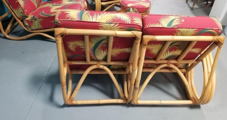 Restored Rattan 3-strand 3/4 Pretzel Arm Sofa and Settee Livingroom Set
