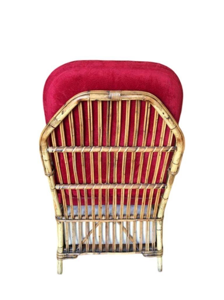 Restored Vintage Art Deco "President's" High Stand Stick Rattan Lounge Chair