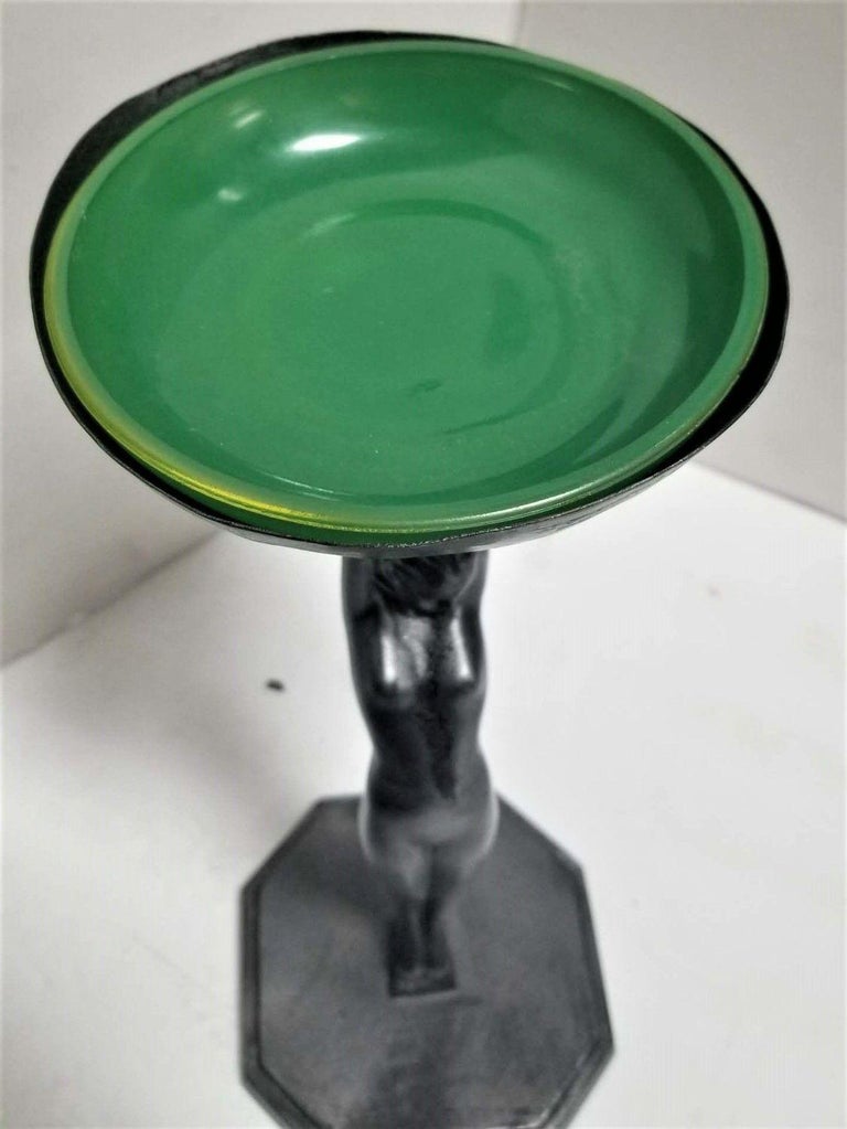 Frankart #210 Nude Female Table Top Ashtray w/ Green Glass Bowl