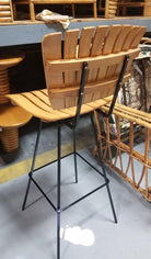Restored Mid Century Arthur Umanoff Set of Four Slat Bar Stools