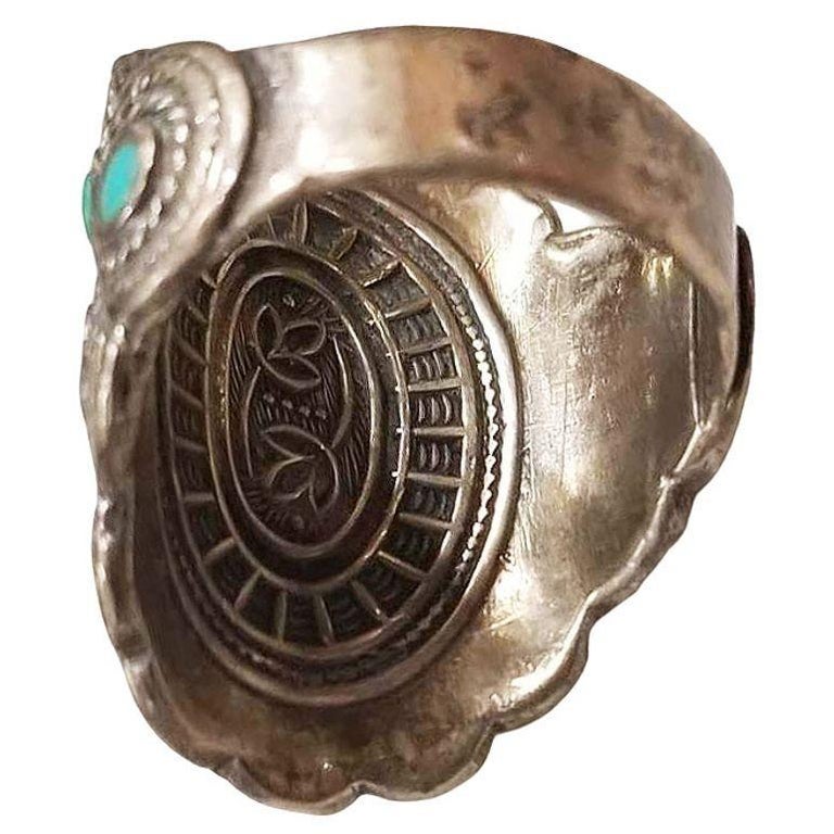 Silver and Malachite Gemstone Ring Size 9.5