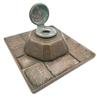 Art Nouveau Tiffany Studios Bronze "Zodiac" Pattern Inkwell on Tray #1078