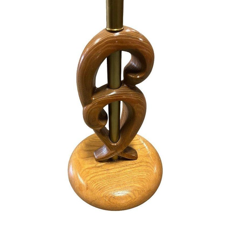 Mid Century Carved Oak Sculptural Floor Lamp by Yasha Heifetz