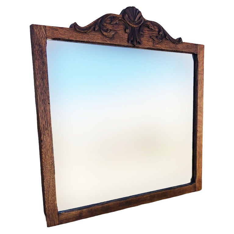 Edwardian Clawfoot Oak Wall Mount Vanity with Mirror