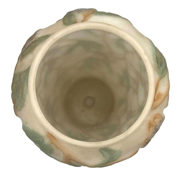 1924 Phoenix Consolidated Satin Glass Lamp Vase Base With Grape Leaves Floral