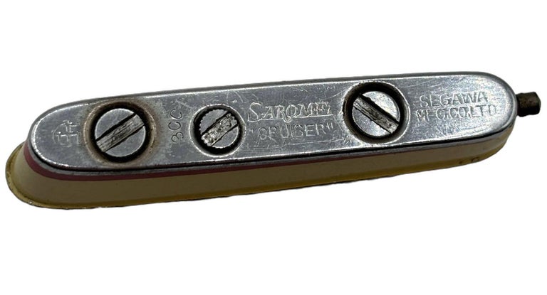 Mid-Century Novelty Sarome Japan Cruise Ship Enameled Lighter, Yellow & Red