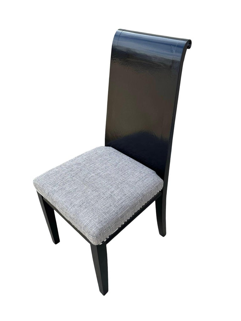Set of Six Scrolling Back Wooden Oak Dining Chairs by Four Hands