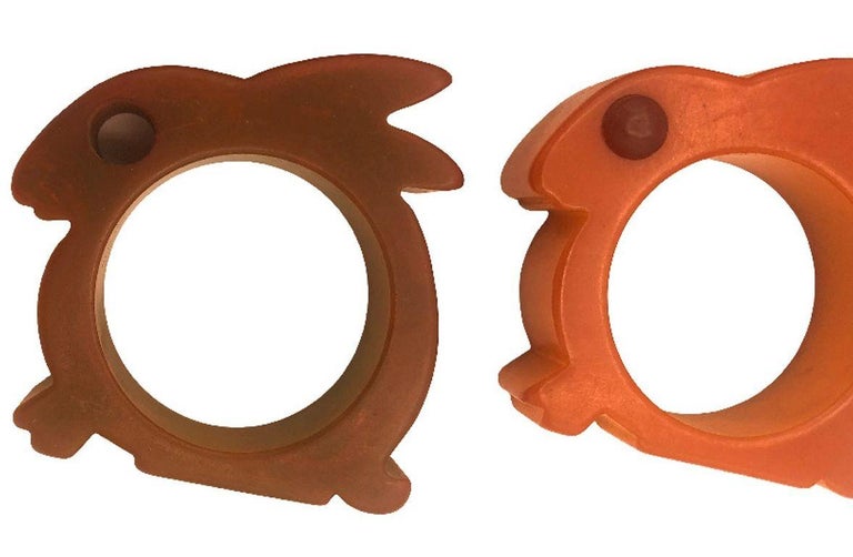 Art Deco 1930's Butterscotch Bakelite Rabbit Napkin Holders Set of 8