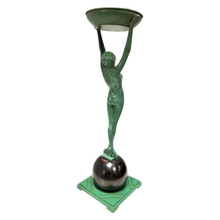Frankart Standing Nude on Ball Art Deco Sculptural Smoke Stand Model T330